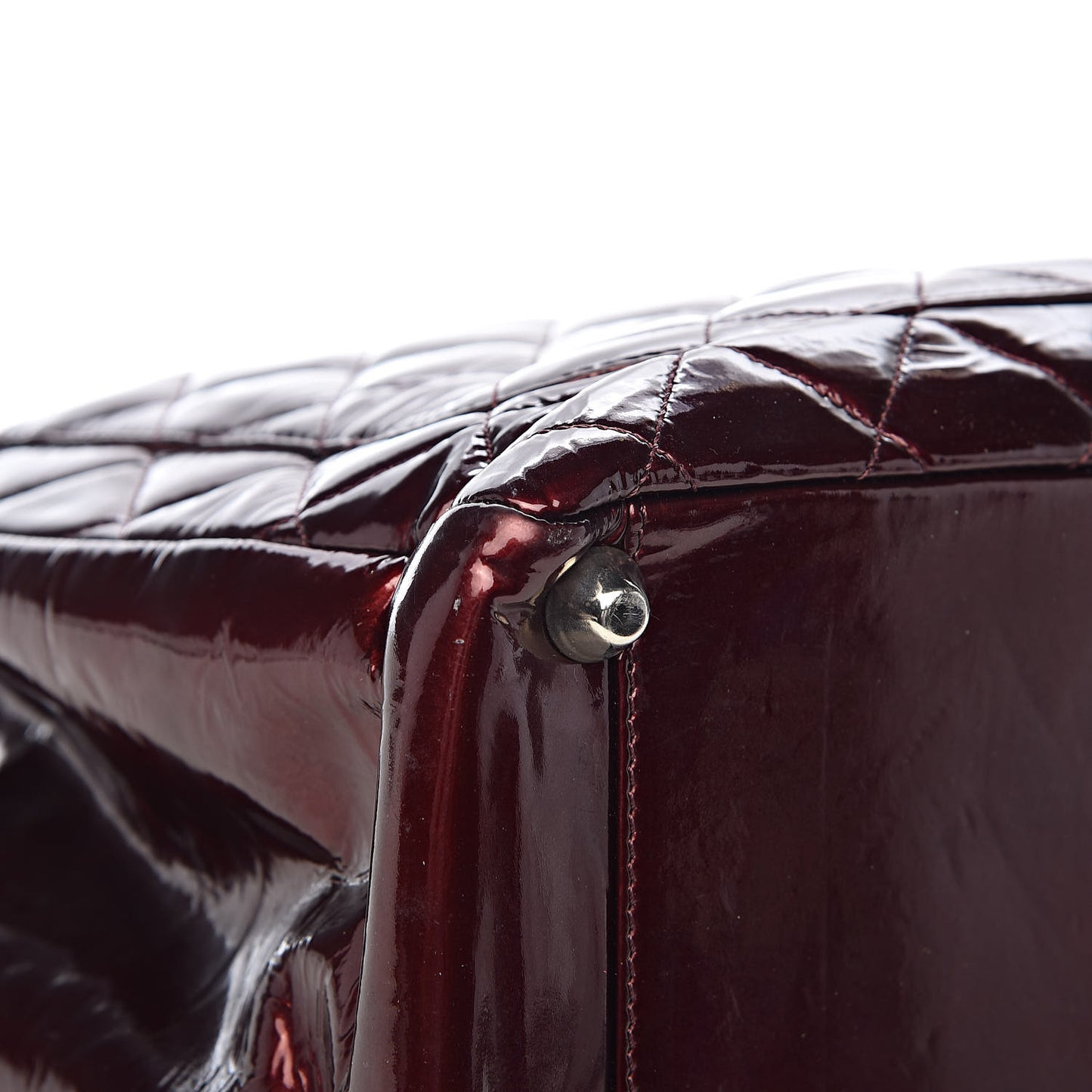 Patent Quilted Grand Shopping Tote GST Dark Bordeaux