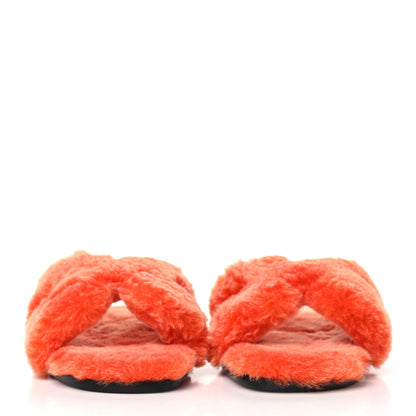 Hermes Woolskin Oran Sandals 37 Orange 2 of 8