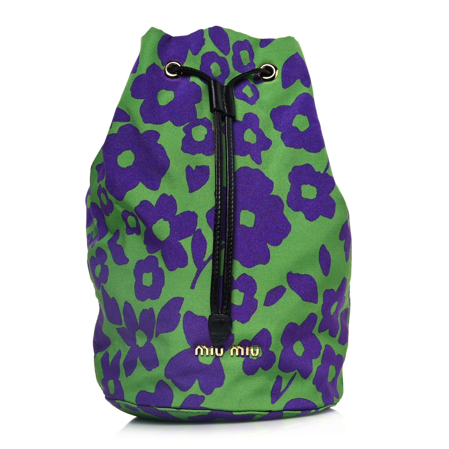 Miu Miu Tessuto Nylon Faille Print Pouch Verde Anemone 1 of 10