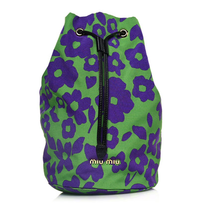 Miu Miu Tessuto Nylon Faille Print Pouch Verde Anemone 1 of 10