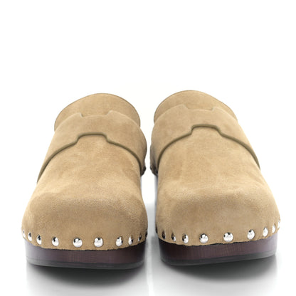Hermes Suede Goatskin Calya Mules 36 Beige Gobi 3 of 8