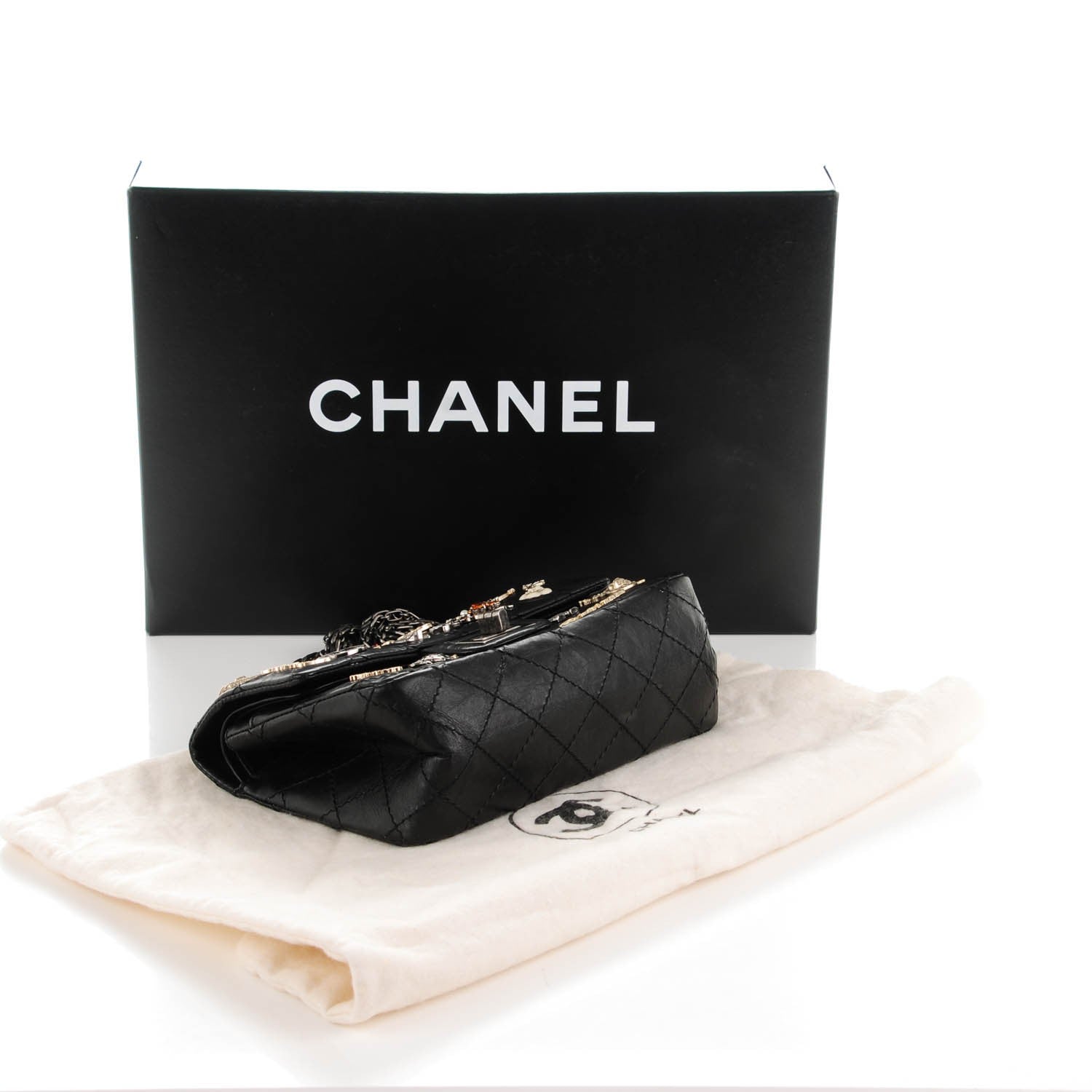 Chanel Aged Calfskin Lucky Charms 2.55 Reissue 224 Flap Black 4 of 7