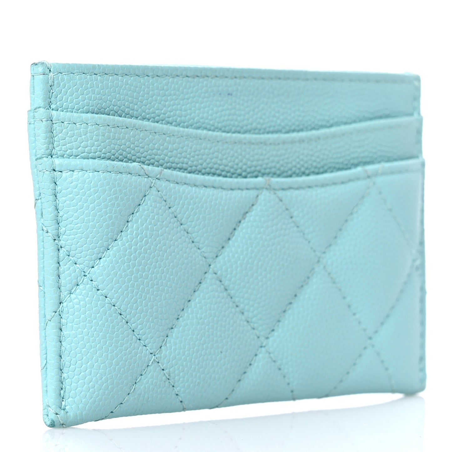 Caviar Quilted Card Holder Light Blue