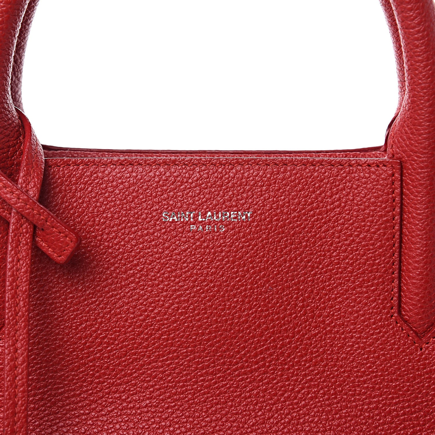Saint Laurent Grained Calfskin Small Cabas Rive Gauche Red 12 of 14