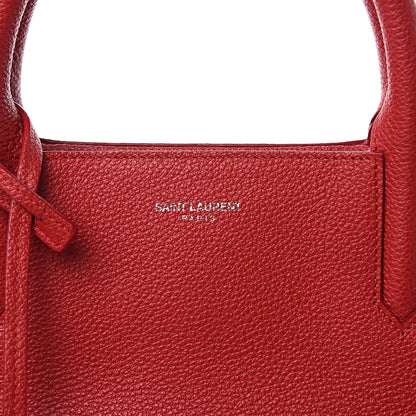 Saint Laurent Grained Calfskin Small Cabas Rive Gauche Red 12 of 14