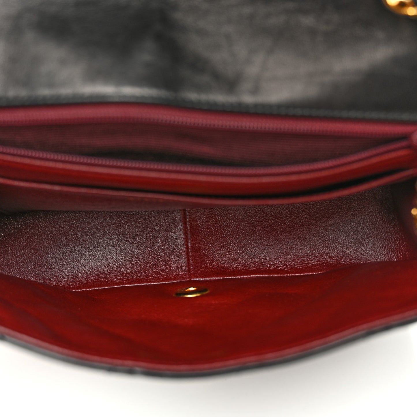 Lambskin Quilted Medium Single Flap Black