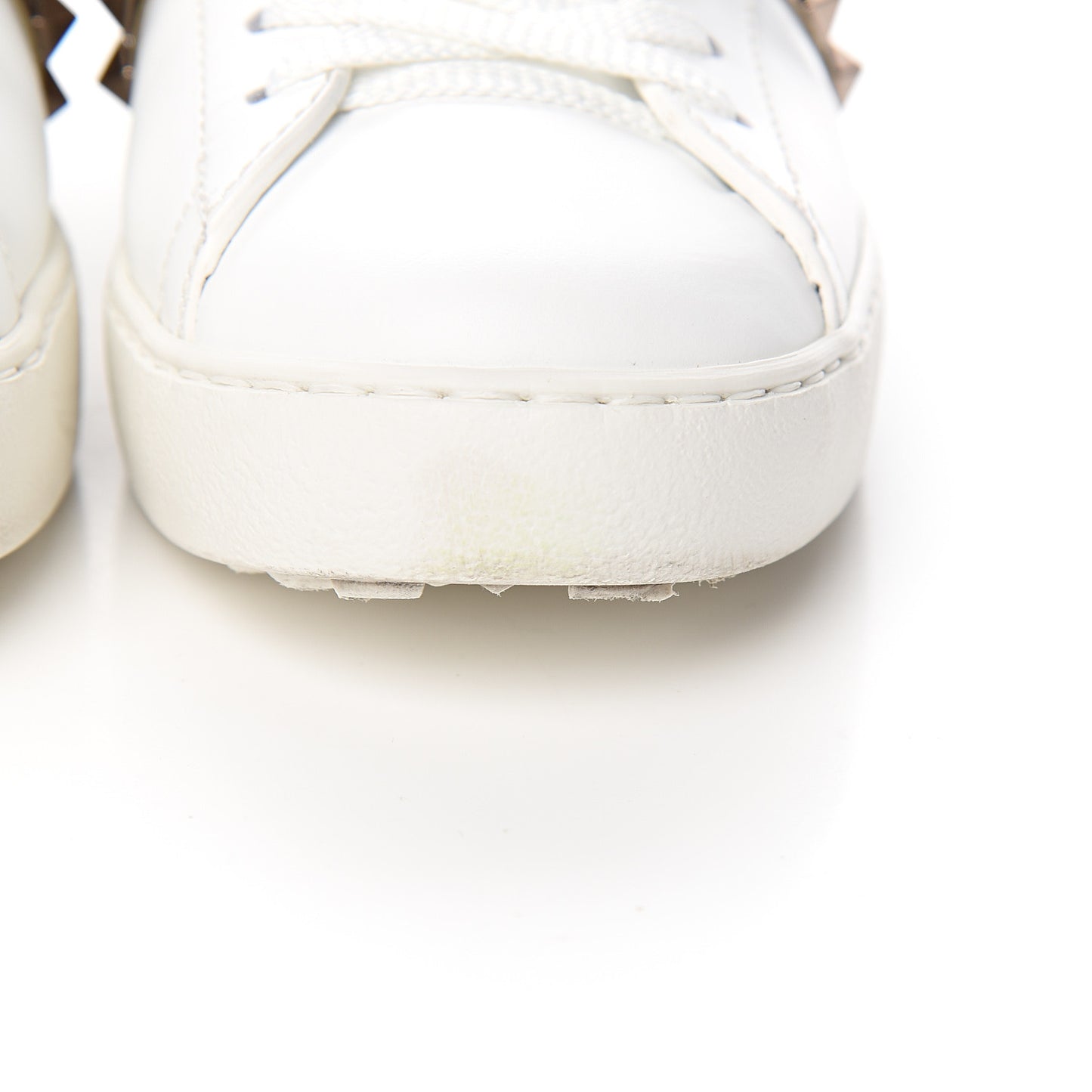 Calfskin Rockstud Untitled Open Sneakers 37 White Pewter