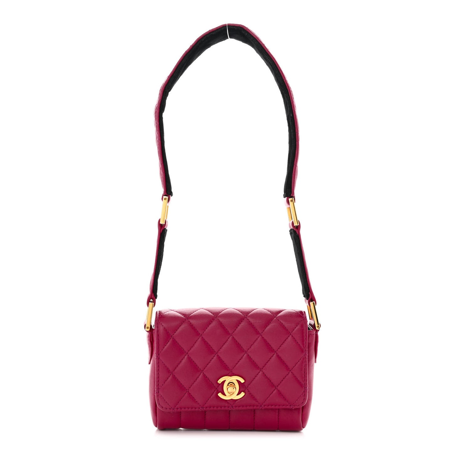 Lambskin Diamond Vertical Quilted Messenger Flap Dark Pink