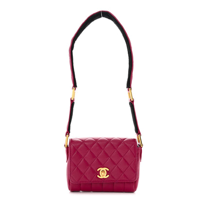 Chanel Lambskin Diamond Vertical Quilted Messenger Flap Dark Pink 1 of 12