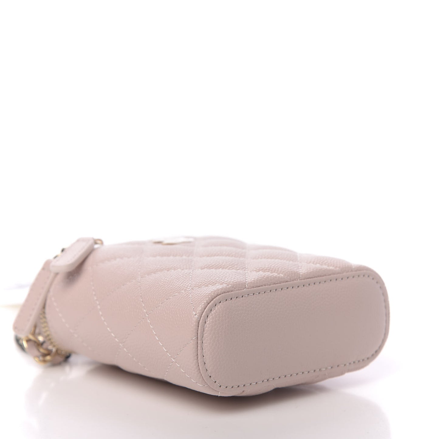 Caviar Quilted Small Vertical Coco Beauty Vanity Case With Chain Light Pink
