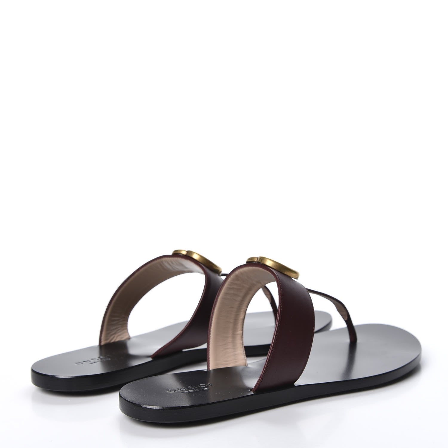 Gucci Calfskin GG Marmont Thong Sandals 38 Vintage Bordeaux 4 of 11