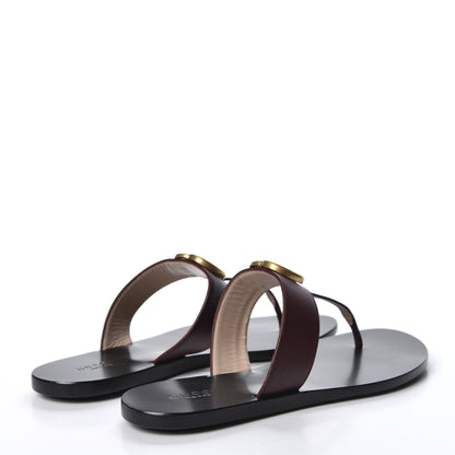 Gucci Calfskin GG Marmont Thong Sandals 38 Vintage Bordeaux 4 of 11
