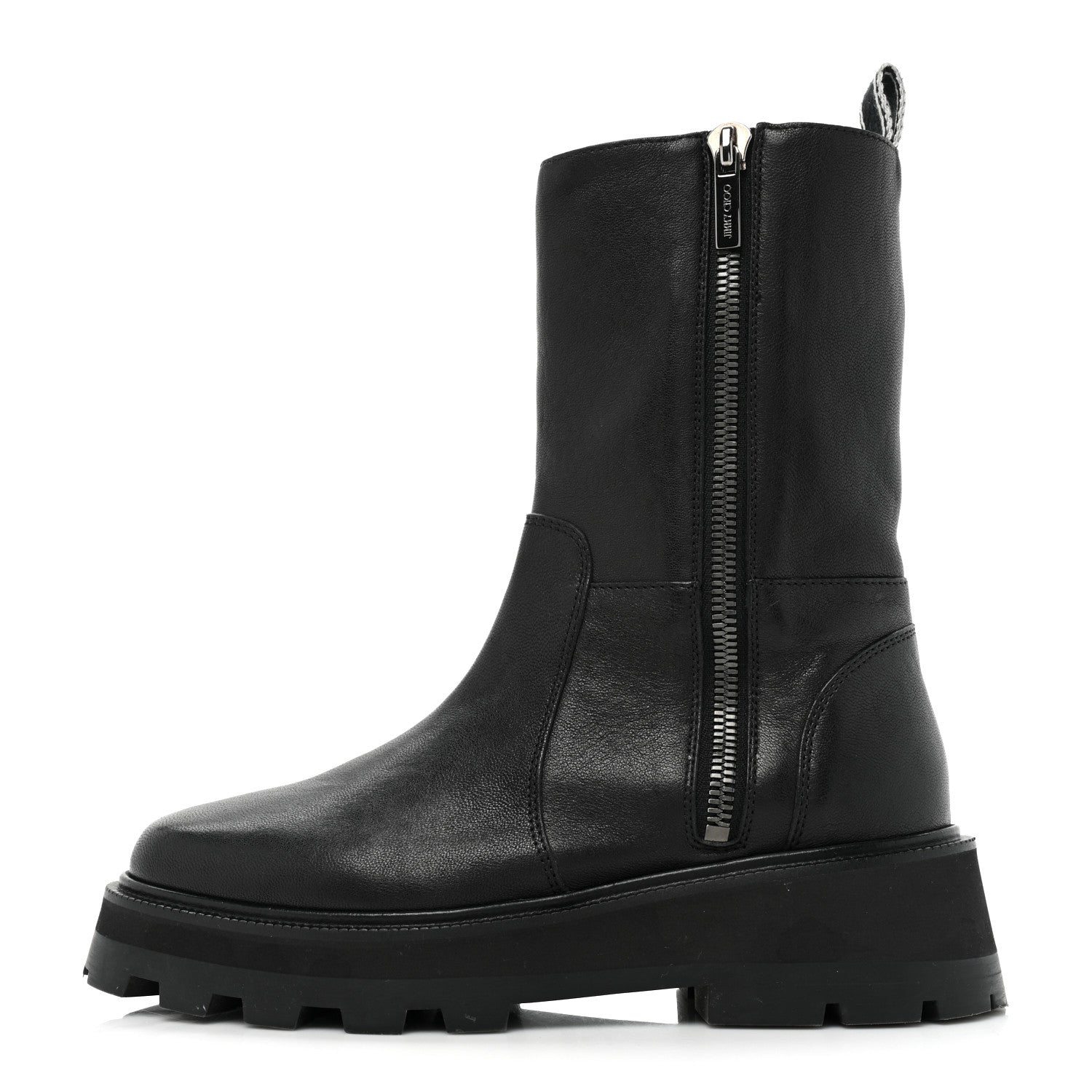 Jimmy Choo BAYU WOMENS LEATHER PULL ON MID-CALF BOOTS 40 Black 1 of 11