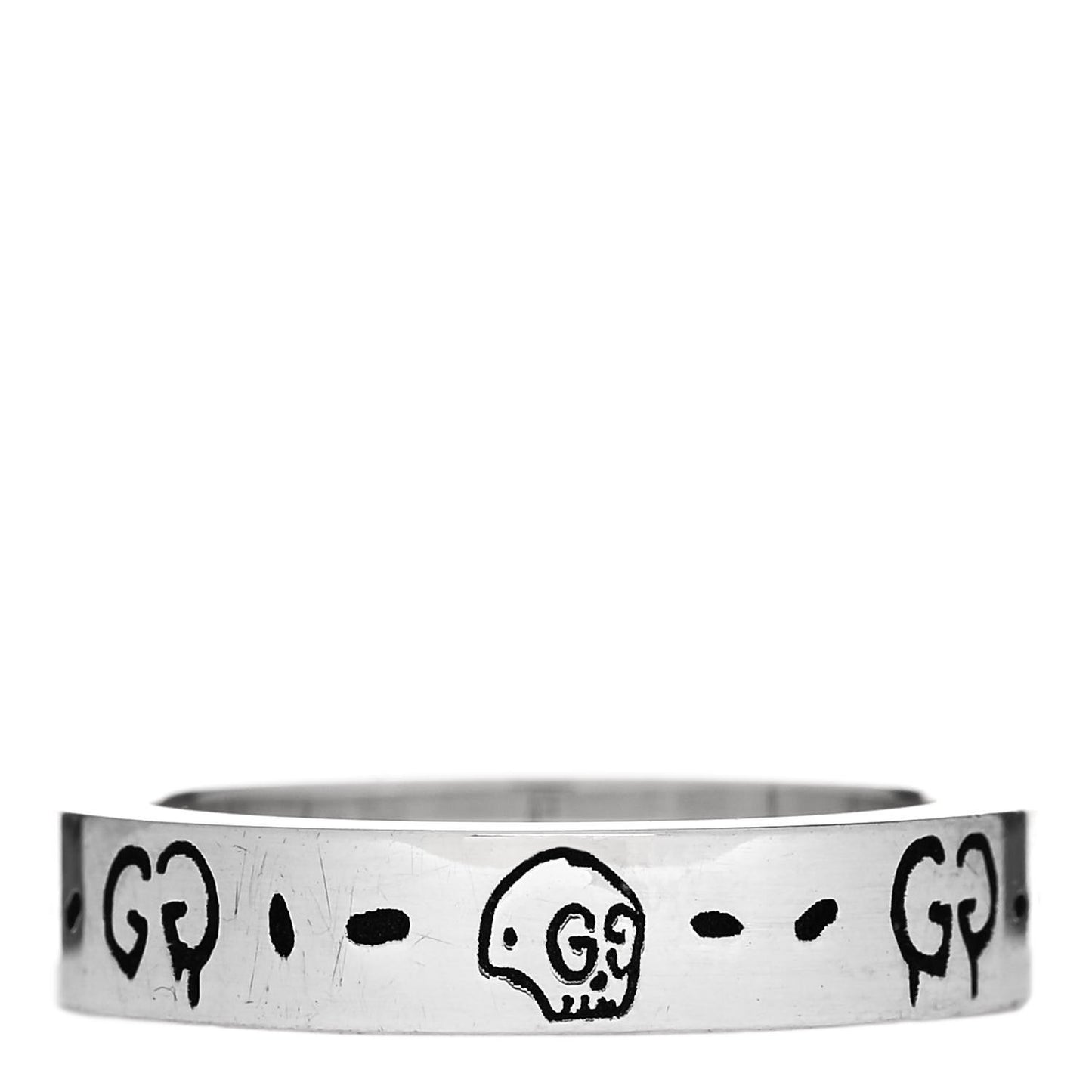 Sterling Silver 4mm GucciGhost Hamlet Skull Narrow Ring 49 4.75