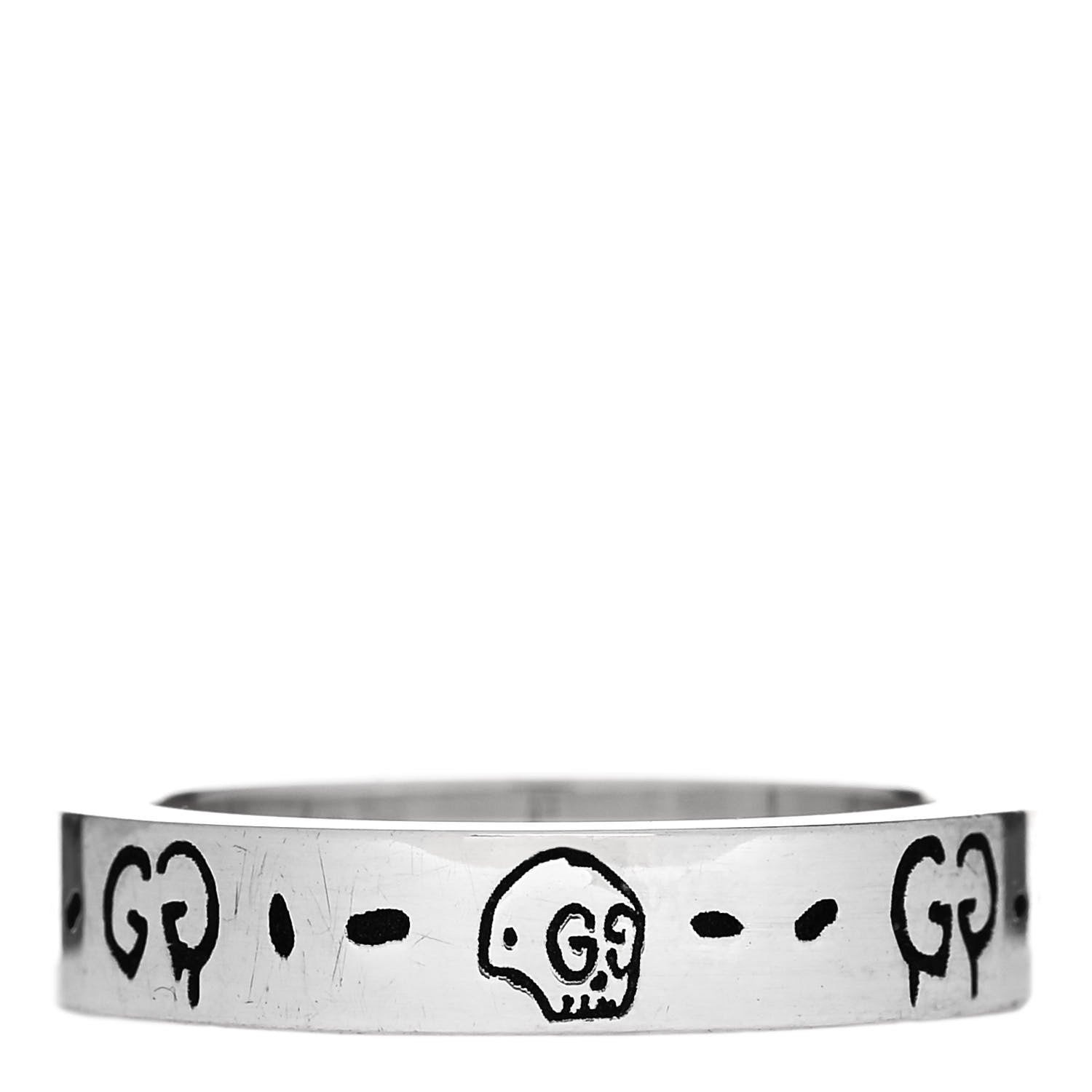 Gucci Sterling Silver 4mm GucciGhost Hamlet Skull Narrow Ring 49 4.75 1 of 7