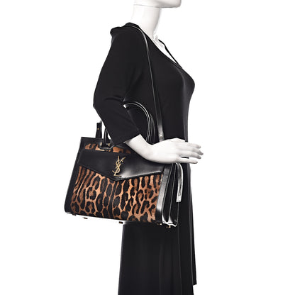 Saint Laurent Calf Hair Calfskin Monogram Medium Uptown Tote Black 2 of 11