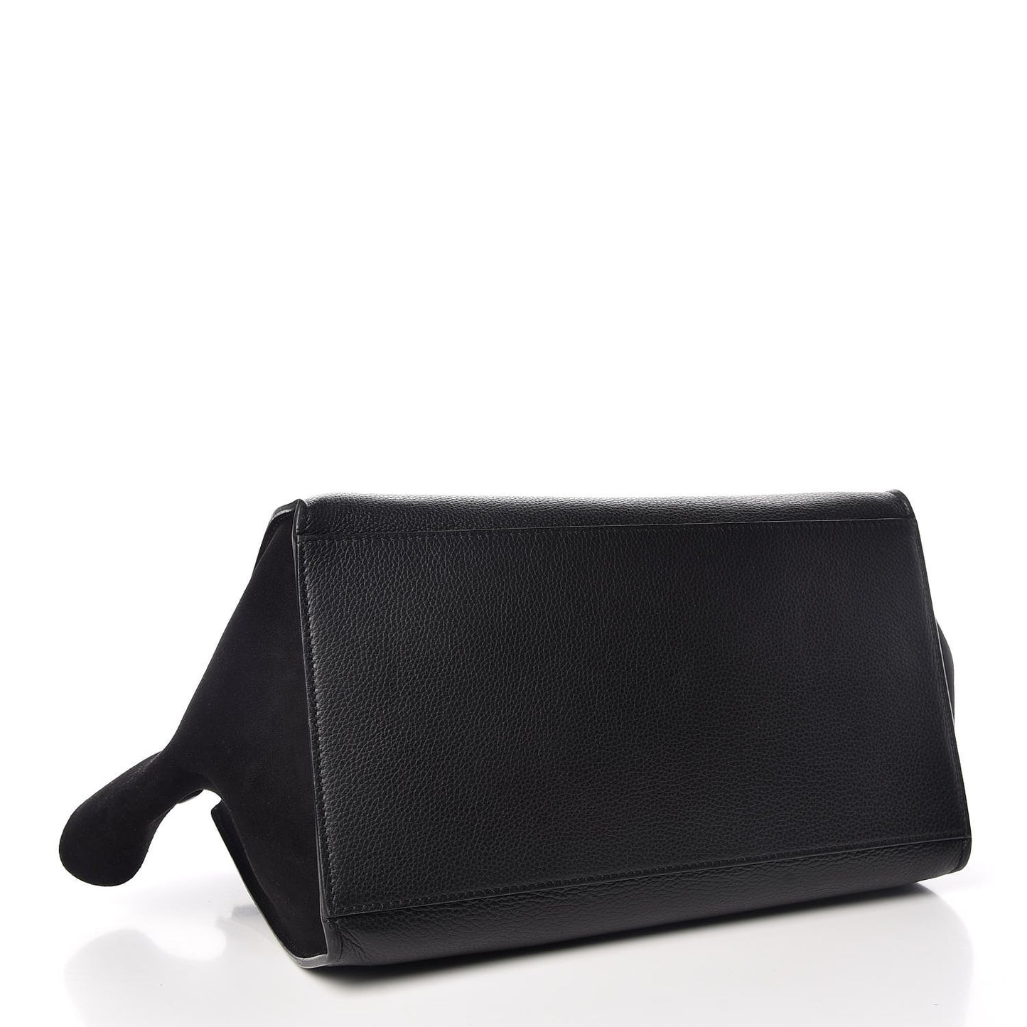 Drummed Calfskin Suede Medium Trapeze Black