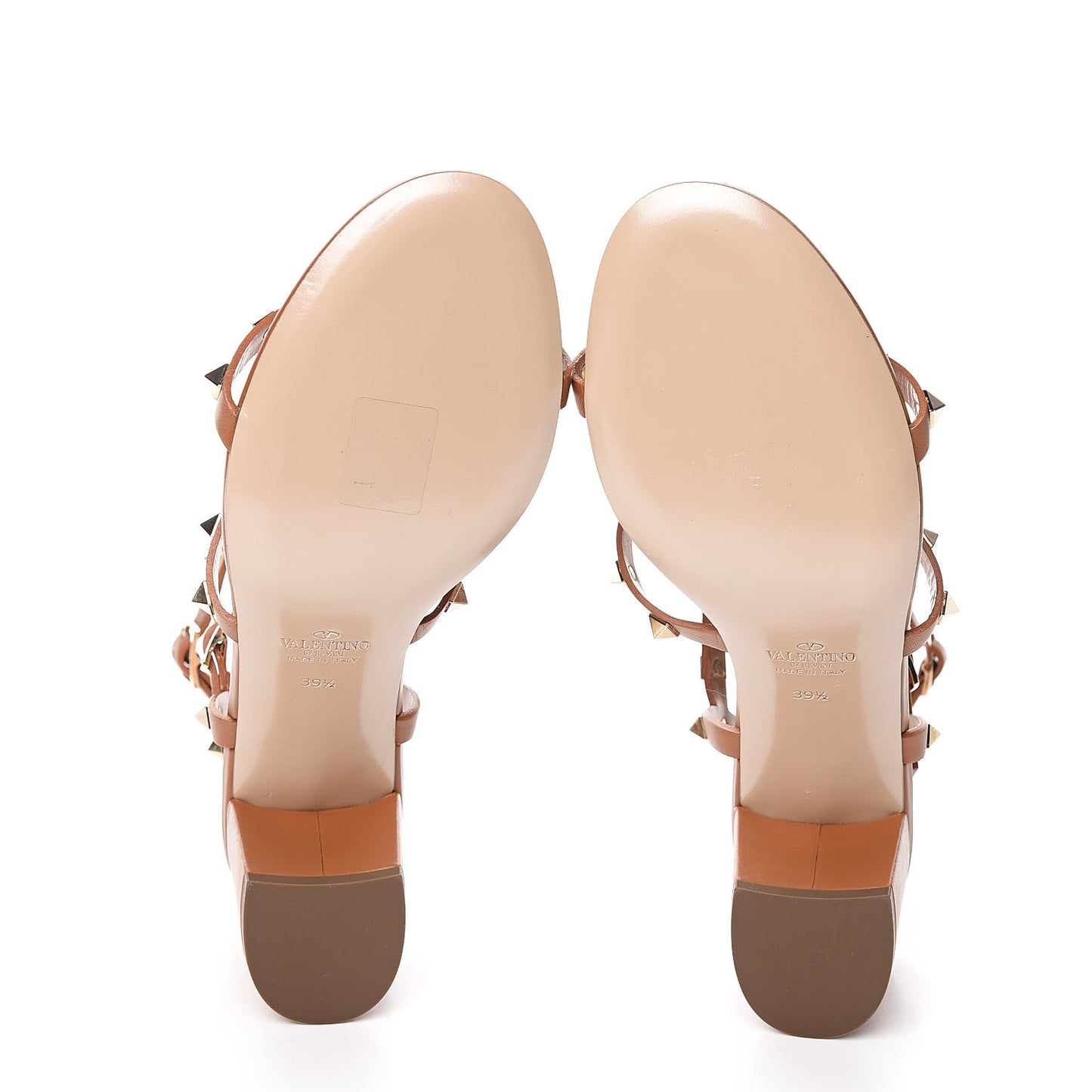 Calfskin Rockstud 60mm City Sandals 39.5 Light Cuir