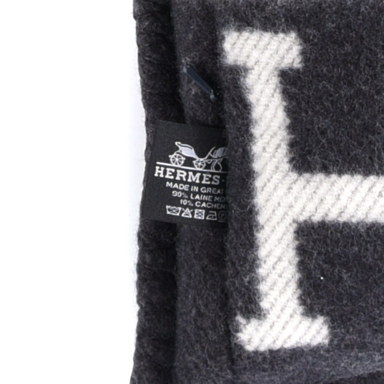 Hermes Wool Cashmere Avalon Pillow PM Ecru Gris Fonce 3 of 3