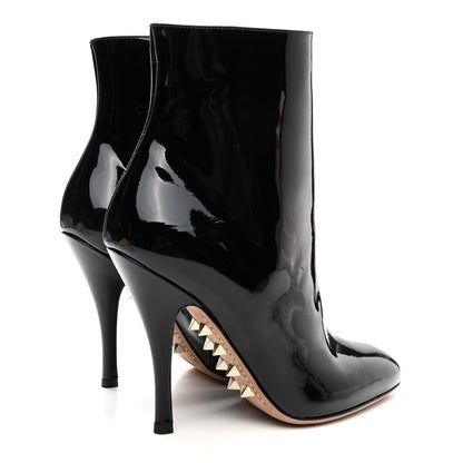 Valentino Garavani Patent Rockstud Jaw Stud 100mm Ankle Booties 38 Black 4 of 14