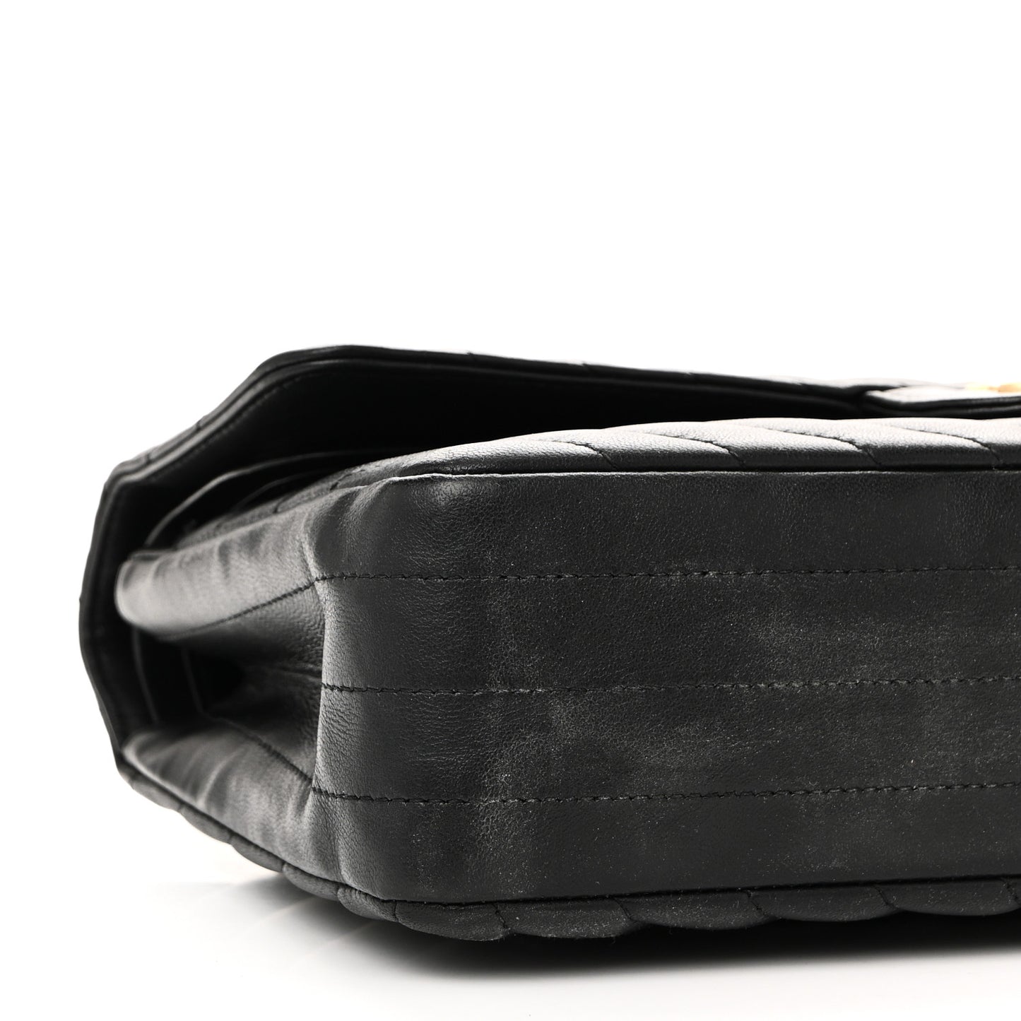 Lambskin Chevron Quilted Medium Double Flap Black