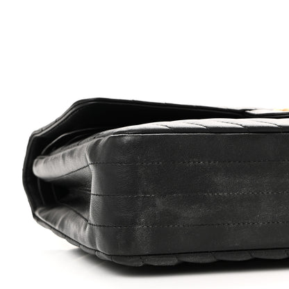 Chanel Lambskin Chevron Quilted Medium Double Flap Black 9 of 10