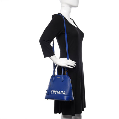 Balenciaga Signature Grained Calfskin Logo S Ville Top Handle Bag Bleu Roi White 2 of 9