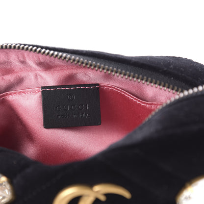 Gucci Velvet Matelasse Marquise Crystals Mini GG Marmont Chain Shoulder Bag Black 8 of 10
