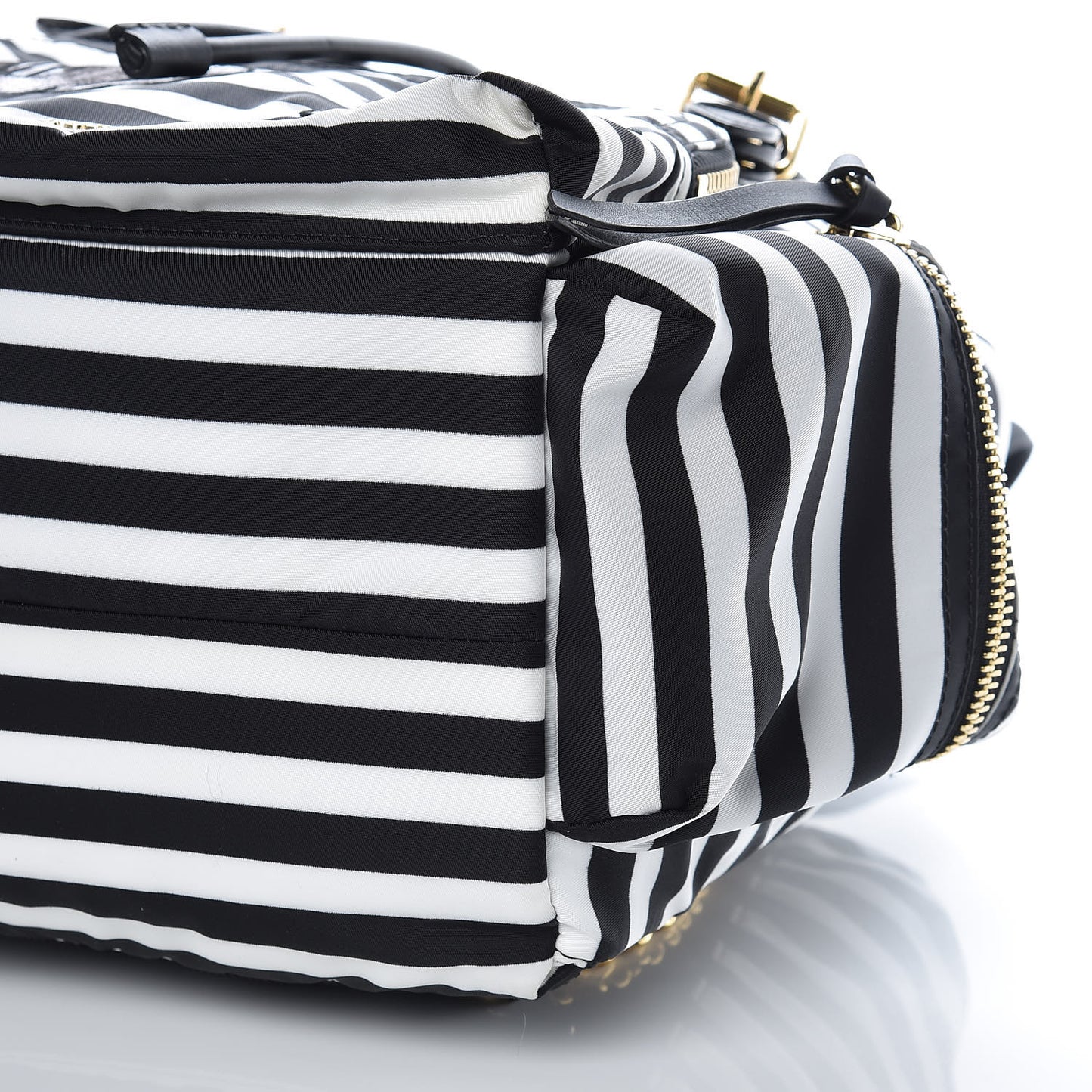 Nylon Striped Medium Rucksack Backpack Black White