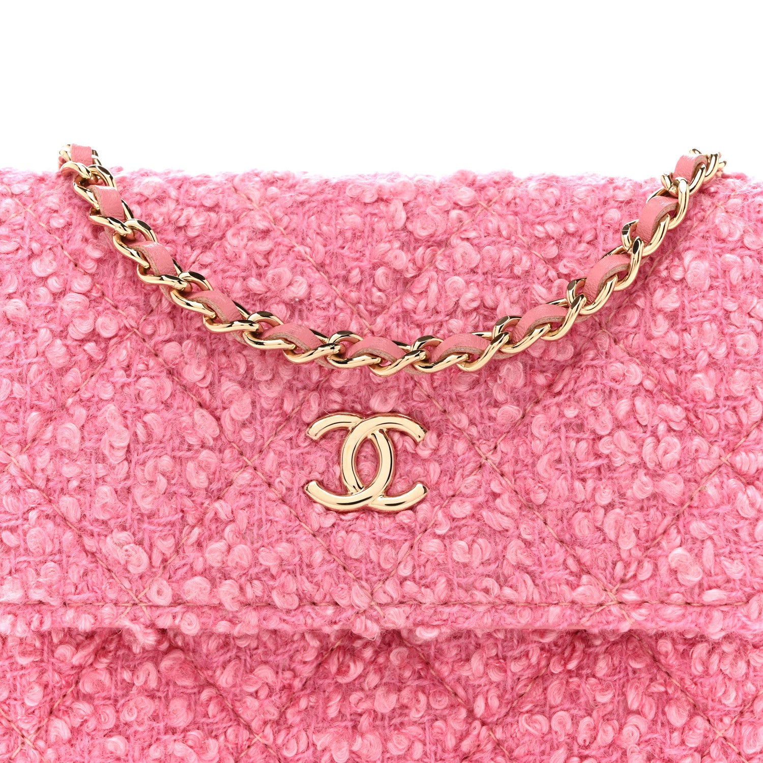 Chanel Tweed Quilted Flap Chain Waist Bag Pink 8 of 11