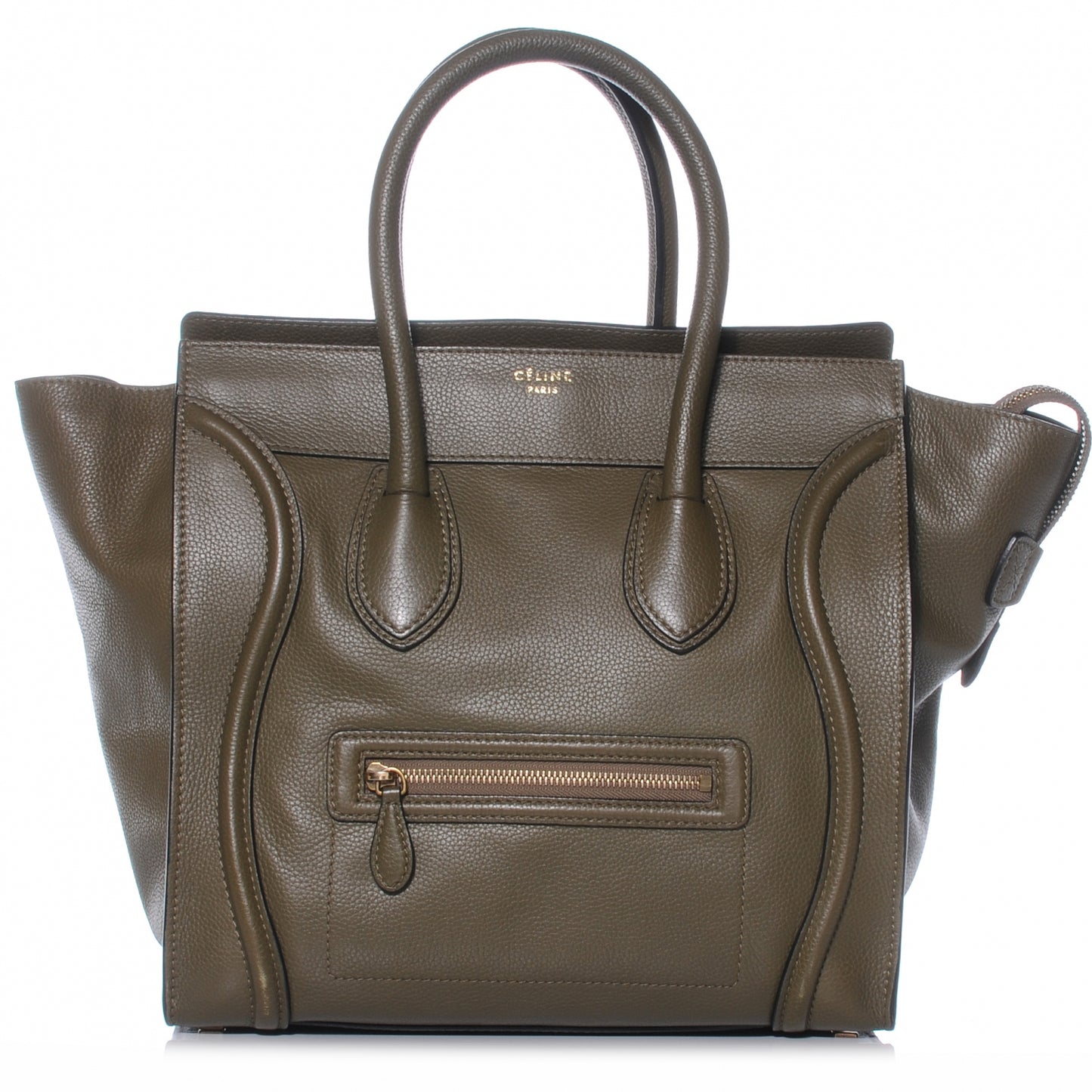 Drummed Calfskin Mini Luggage Olive Green
