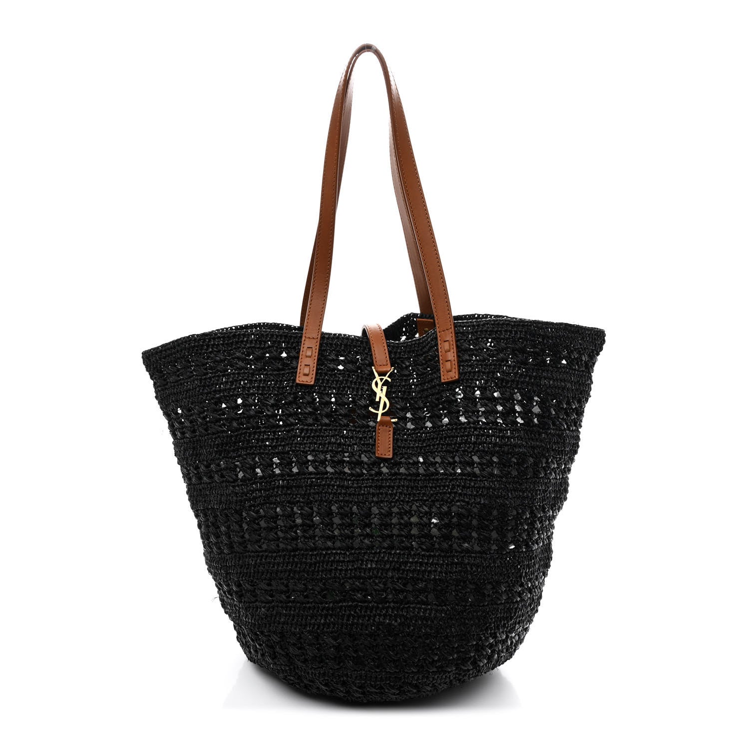 Saint Laurent Raffia Calfskin Medium Panier Tote Black 1 of 12