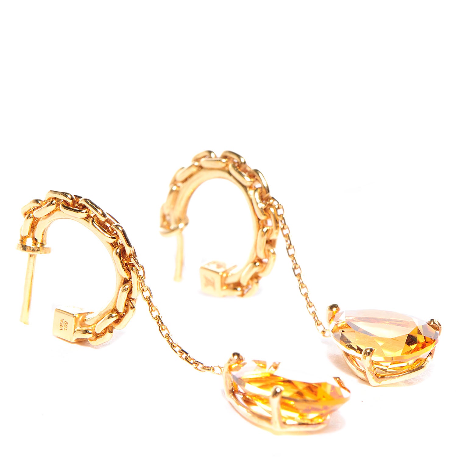 Louis Vuitton 18K Gold Citrine Baby Don't Cry Drop Earrings 3 of 6