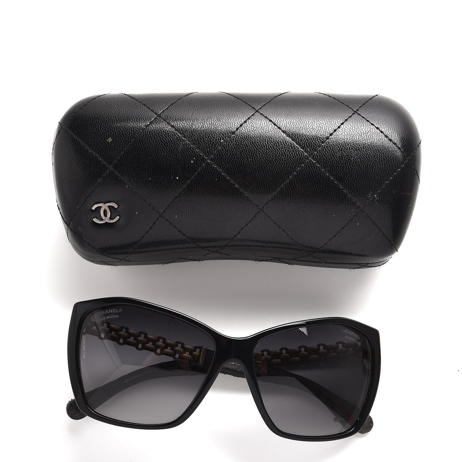 Chanel Lambskin Quilted Reissue Polarized Sunglasses 5327-Q Black 10 of 10