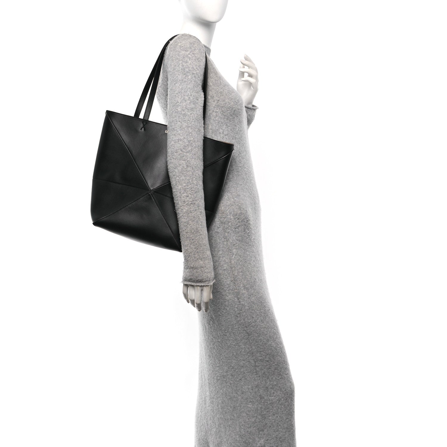 Loewe Shiny Calfskin Medium Puzzle Fold Tote Black 2 of 9