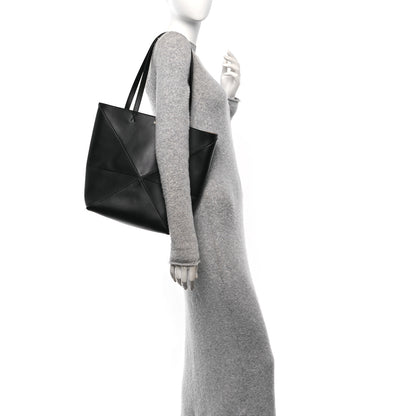 Loewe Shiny Calfskin Medium Puzzle Fold Tote Black 2 of 9