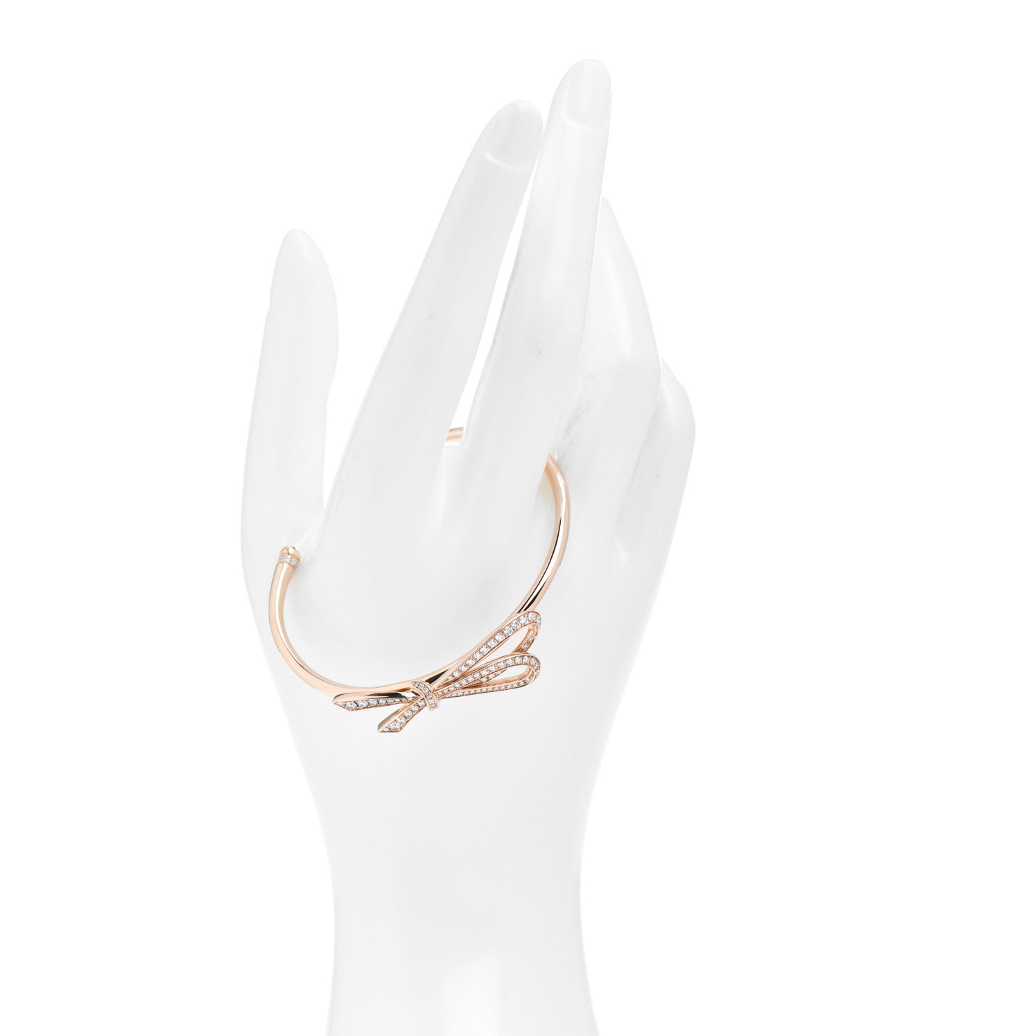Tiffany 18K Rose Gold Diamond Medium Bow Cuff Bracelet 2 of 5