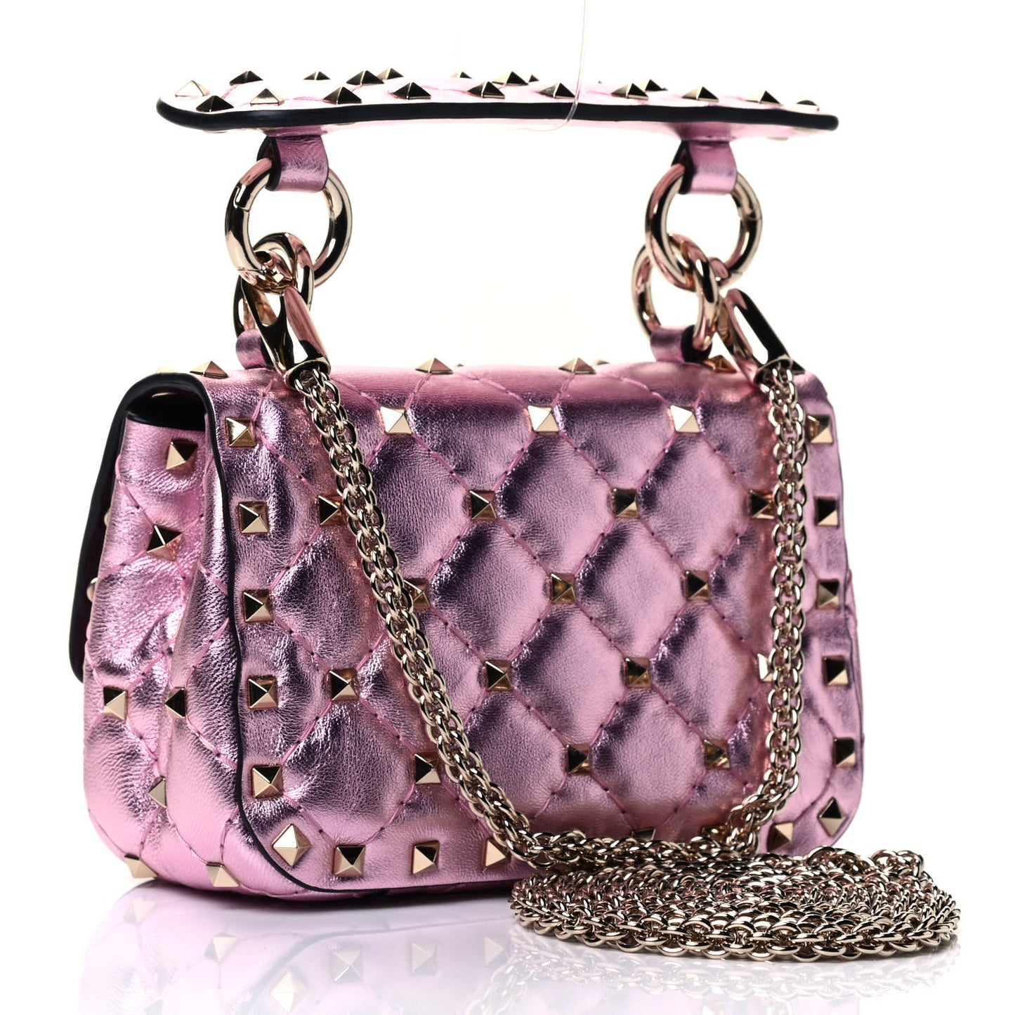Metallic Nappa Micro Rockstud Spike Shoulder Bag Giacinto