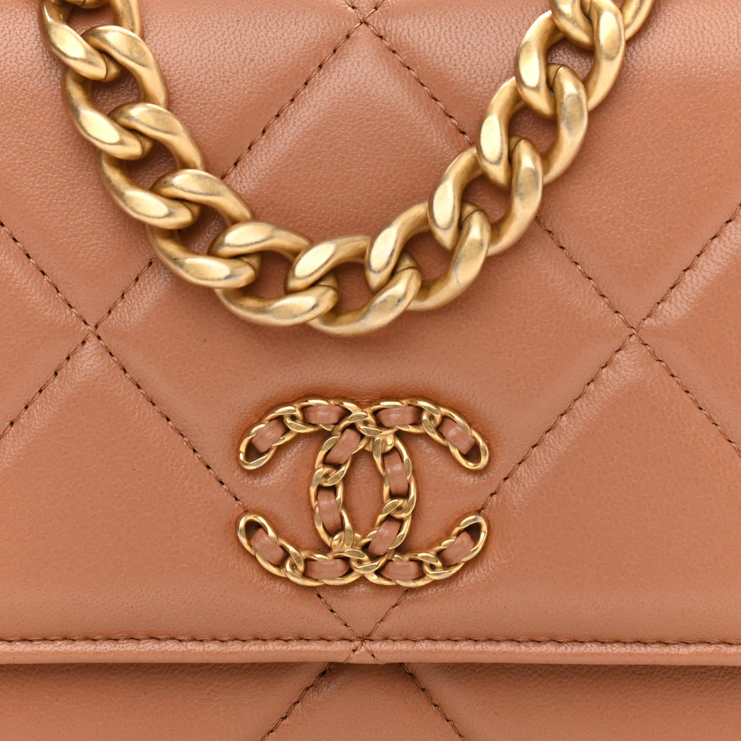 Chanel Lambskin Quilted Chanel 19 Wallet On Chain WOC Brown 9 of 12