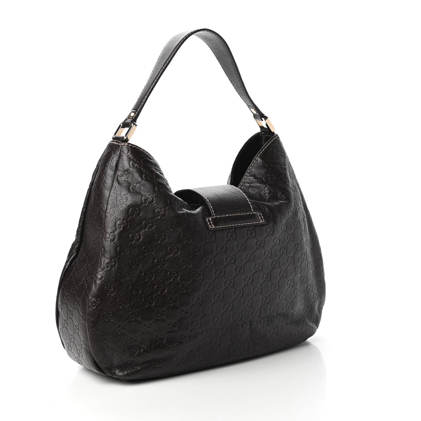 Guccissima Large New Ladies Web Hobo Dark Brown