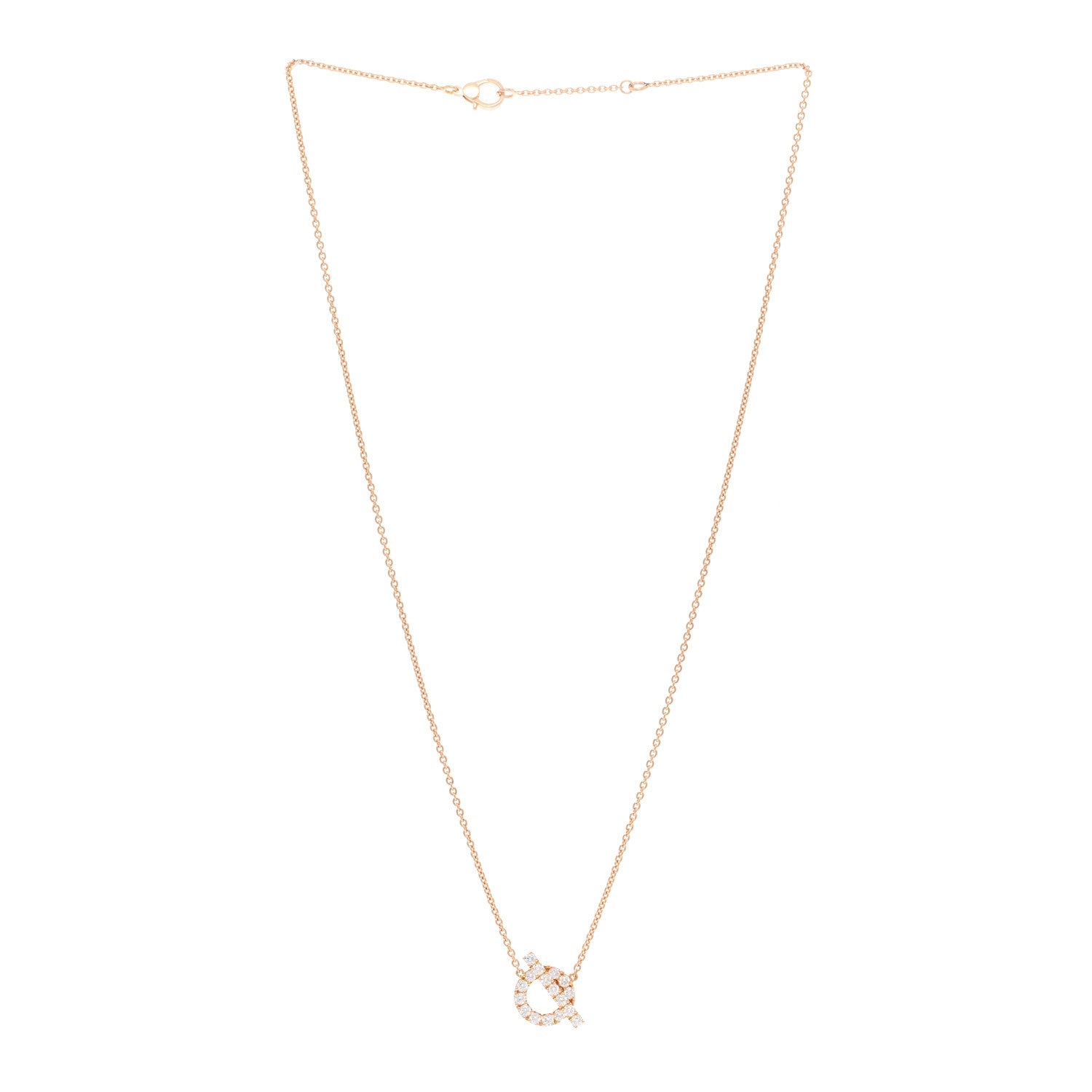 Hermes 18K Rose Gold Diamond Finesse Pendant Necklace 3 of 6