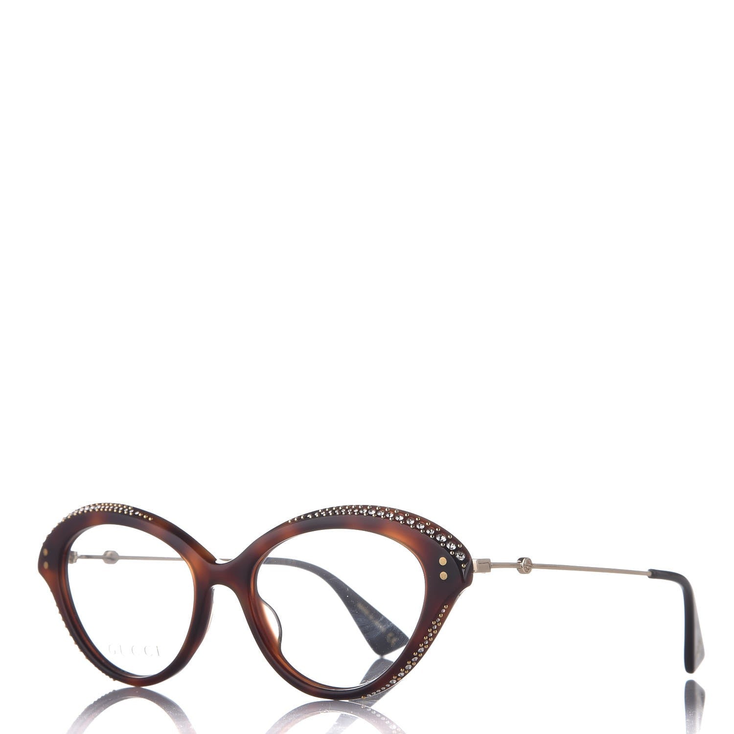 Gucci Crystal Cat Eye Glasses GG0215O Havana 1 of 8