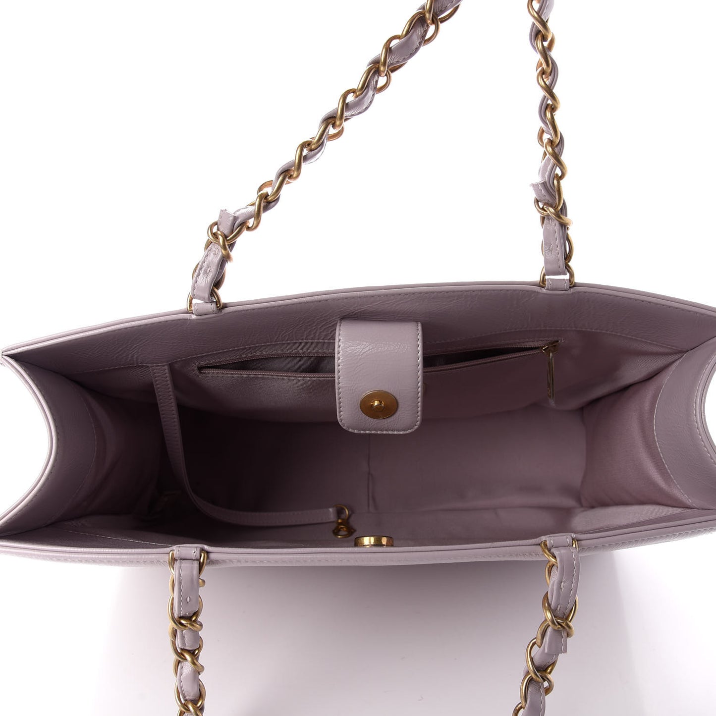 Shiny Aged Calfskin Shopping Bag Lilac
