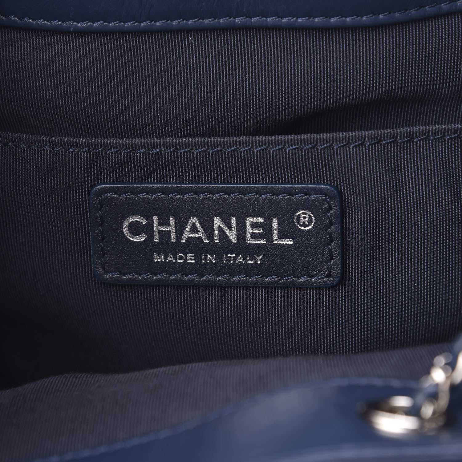 Chanel Aged Calfskin Quilted Small Drawstring Bag Blue 6 of 10