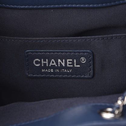 Chanel Aged Calfskin Quilted Small Drawstring Bag Blue 6 of 10