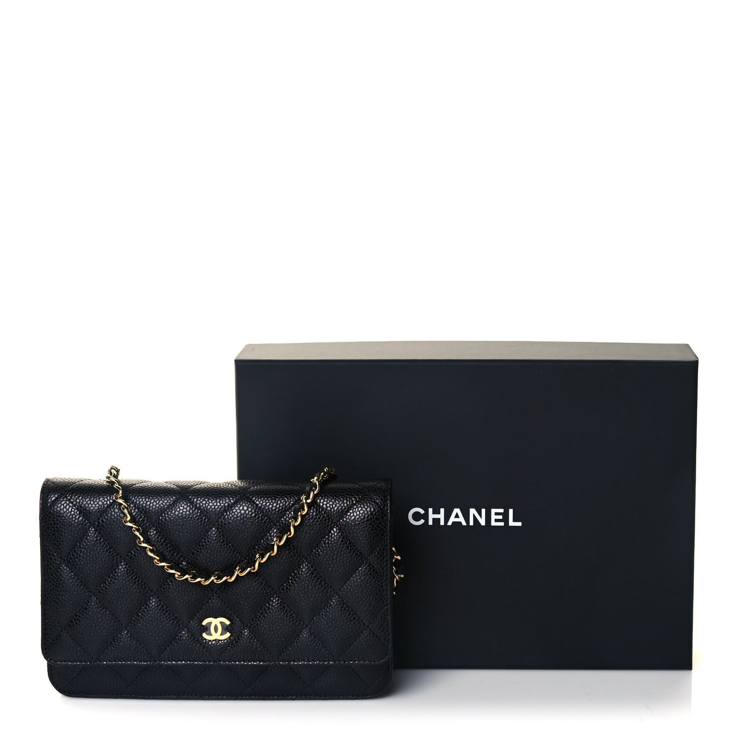 Caviar Quilted Wallet On Chain WOC Black