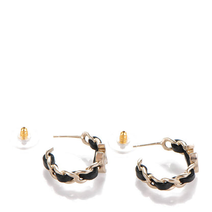 Chanel Lambskin CC Chain Hoop Earrings Black Gold 3 of 4