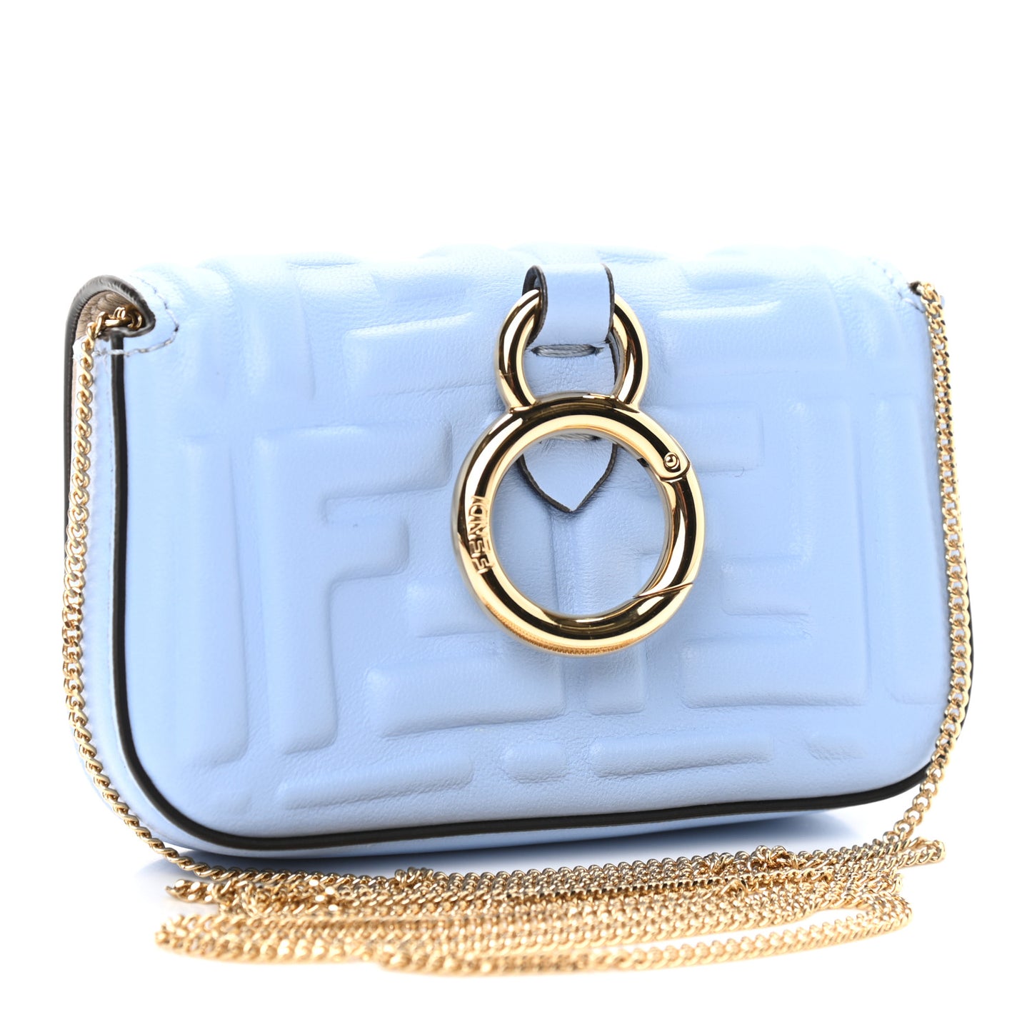 Nappa Matisse FF Embossed Nano Baguette Charm Placid Blue