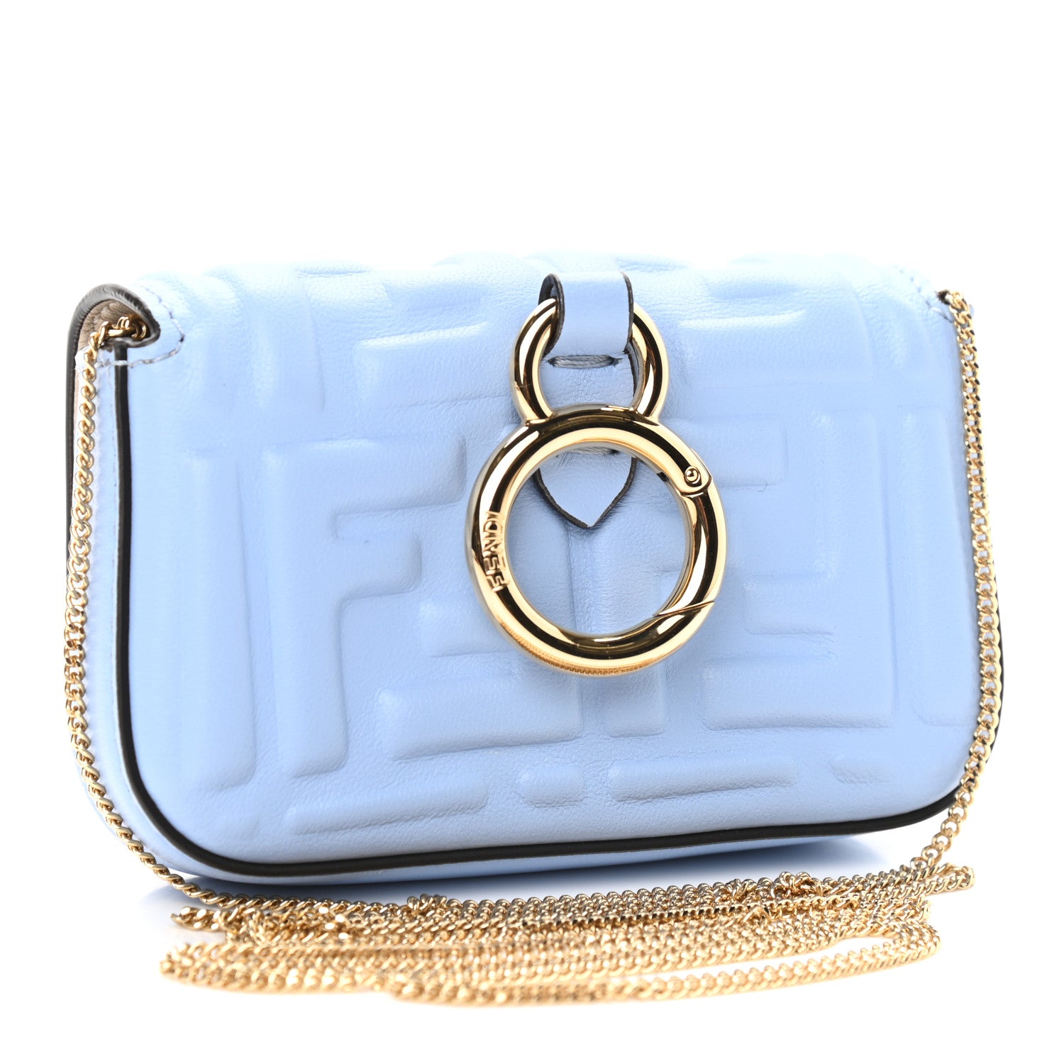 Fendi Nappa Matisse FF Embossed Nano Baguette Charm Placid Blue 2 of 8