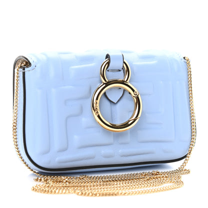 Fendi Nappa Matisse FF Embossed Nano Baguette Charm Placid Blue 2 of 8